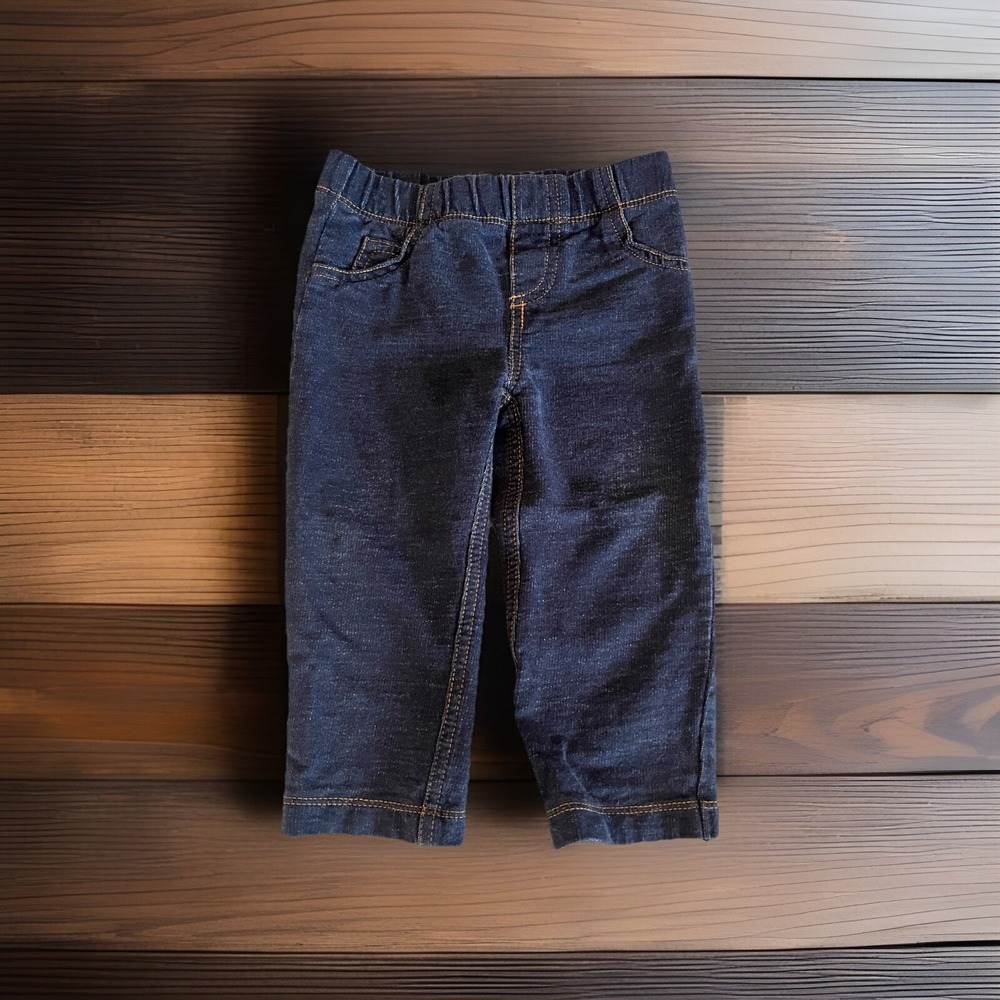 Carter's Stretch Knit Denim Pants Unisex Baby 18 Months Blue Elastic‎ Waist